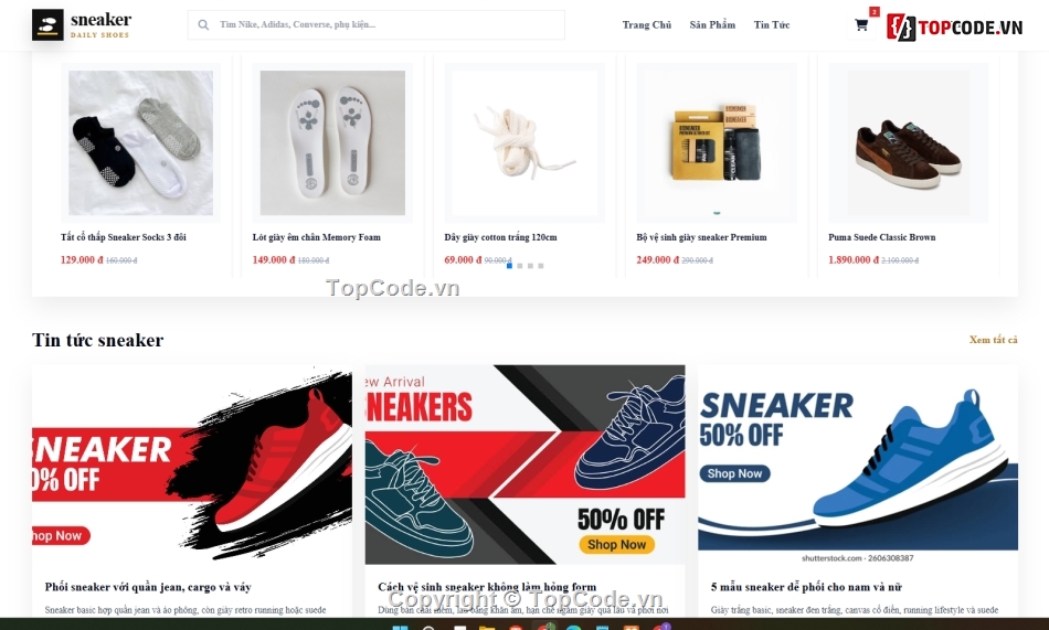 website,web bán giày,web bán phụ kiện
